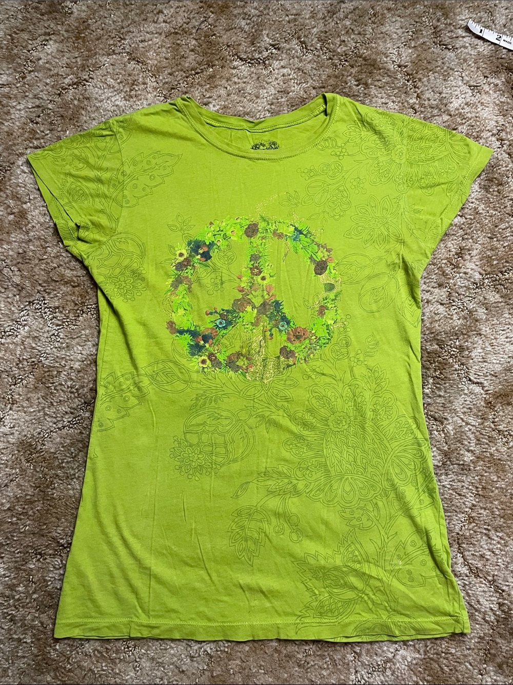 Strandeo Brand Woman’s Y2K 2000s Style Green Peace Design T Shirt Size Large